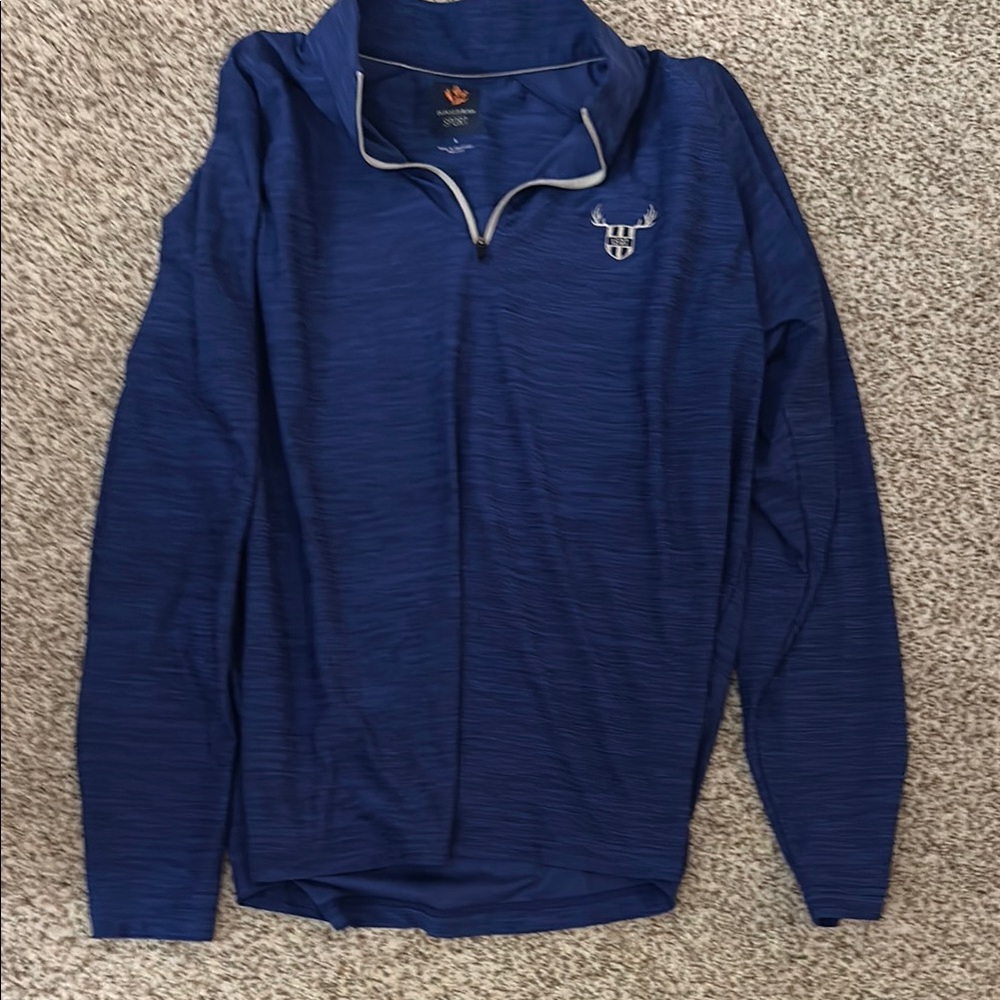 Blue Quarter-Zip Pullover with Logo